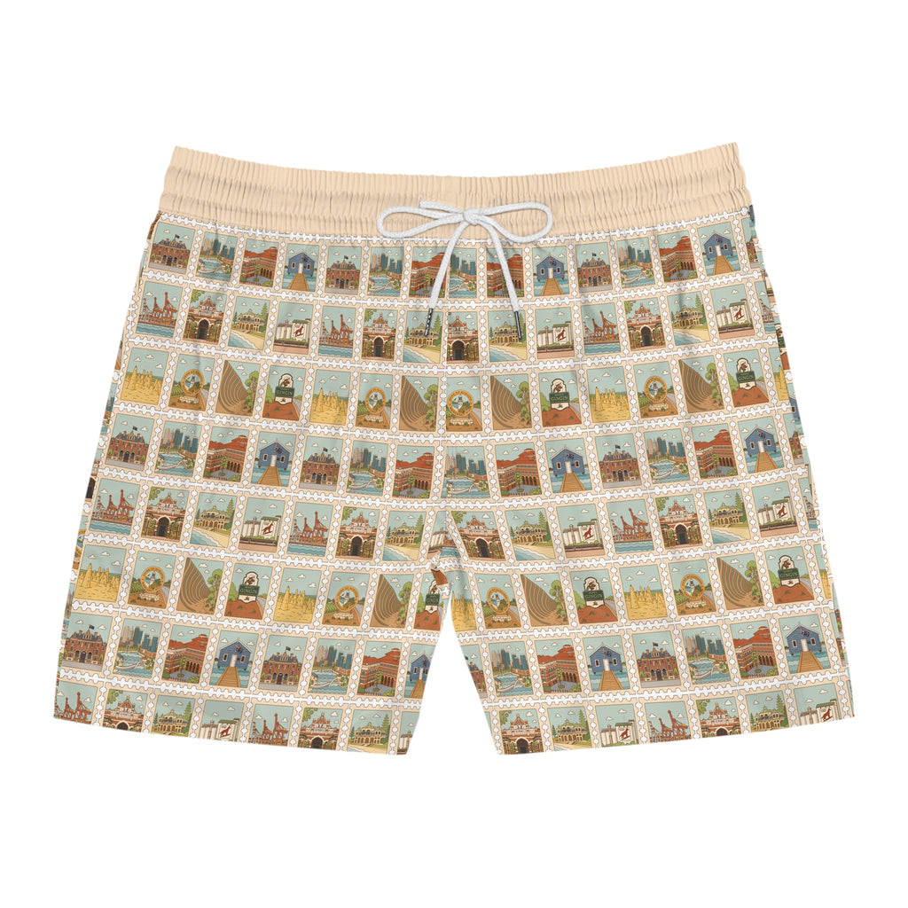 WA Stamp Men's Mid-Length Swim Shorts